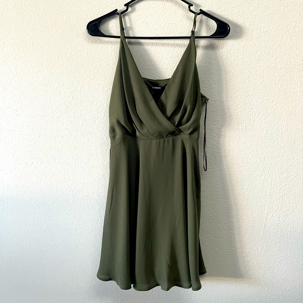 Army green flowy summer dress